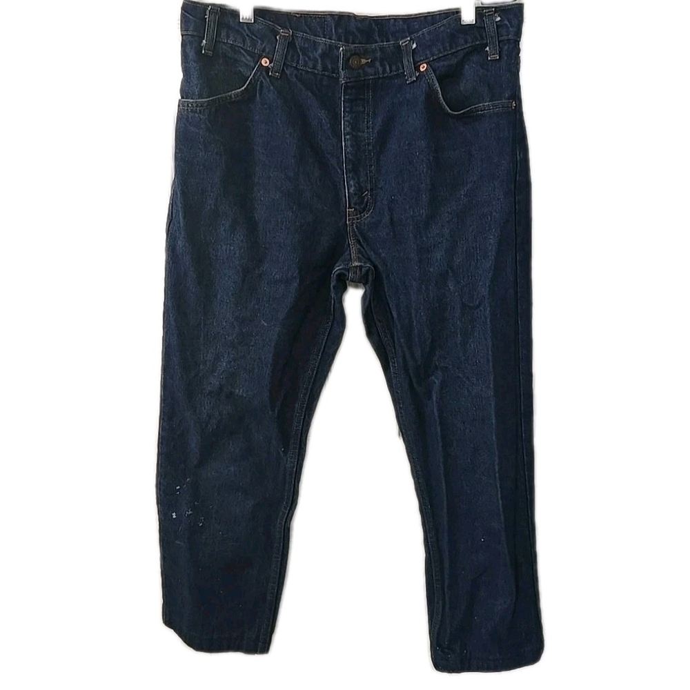 Vintage Orange Tab Levi's 506 Dark Wash Blue Jeans‎ Size 36x27 Paint Splatter